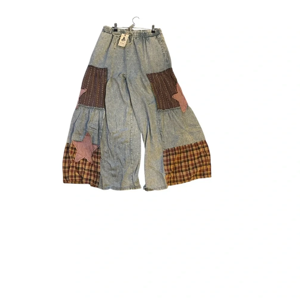 🆕 Easel Wide-Leg Patchwork Pants 👖 - Picture 9 of 9